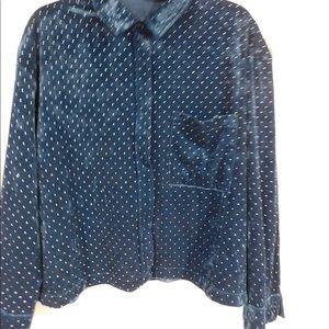 SN Dark Teal Studded Velvet Shirt Jacket